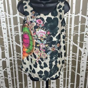Desigual Leopard & Floral Print Tank size S
